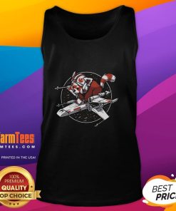 Cute red panda in a Star Wars tank top standing confidently, showcasing a playful and unique style.