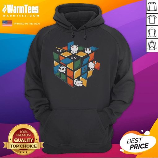 Adorable cat wearing a Cute Rubikittens hoodie featuring a colorful Rubik's Cube design, perfect for cat lovers.