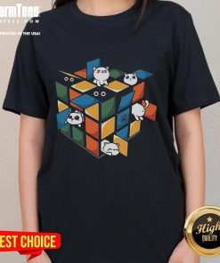 Cute Rubikittens on a Rubik's Cube design for cat lovers, featured on a trendy ladies' tee.