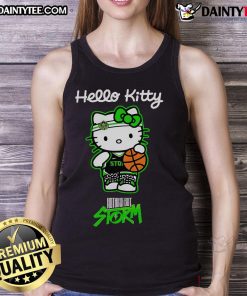 Alt Text: Cute Seattle Storm X Hello Kitty night tank top featuring playful graphics and a comfortable fit for fans.