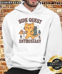 Adorable cat wearing a Cute Side Quest Enthusiast hoodie, perfect for gamers and cat lovers alike.