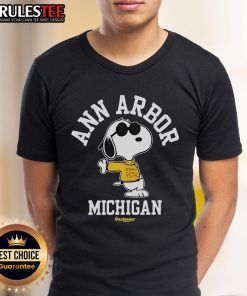 Alt Text: Cute Snoopy Ann Arbor Michigan 2025 Tour T-Shirt design featuring Snoopy with a vibrant graphic and tour details.