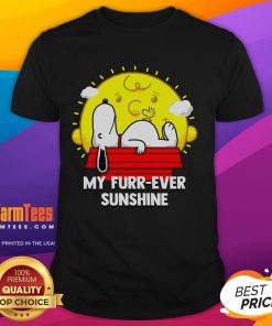 Alt Text: Cute Snoopy Furr-Ever Sunshine T-Shirt featuring a cheerful Snoopy graphic on a vibrant yellow background.