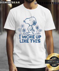 Cute Snoopy I Woke Up Like This T-Shirt featuring playful Snoopy design on a soft, casual tee for dog lovers.