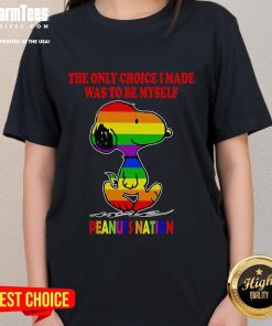 Cute Snoopy LGBT tee featuring 'The Only Choice I Made Was To Be Myself' from Peanuts Nation for ladies.