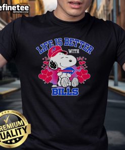 Alt Text: Cute Snoopy Life Is Better With Bills T-Shirt featuring a playful Snoopy graphic, perfect for casual wear.