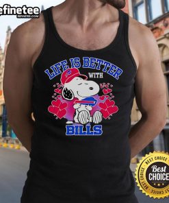 Cute Snoopy tank top with 'Life Is Better With Bills' design, perfect for casual summer wear and Peanuts fans.