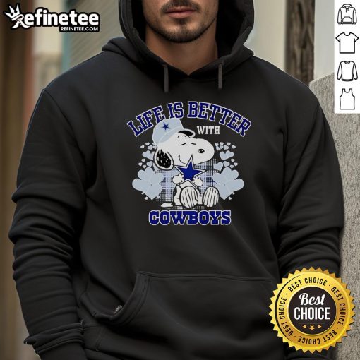 Alt Text: Cute Snoopy Life Is Better With Cowboys hoodie featuring a vibrant design perfect for fans of Snoopy and cowboy culture.
