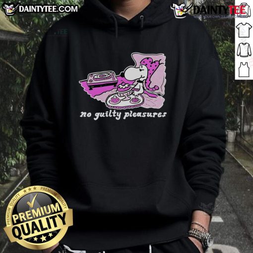Alt Text: Cute Snoopy No Guilty Pleasures Hoodie featuring a playful Snoopy design, perfect for cozy, stylish lounging.