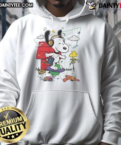 Alt Text: Cute Snoopy and Woodstock hoodie featuring fun pogo days design, perfect for casual wear and Peanuts fans.