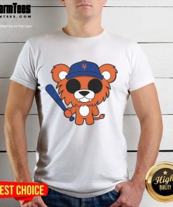 Alt Text: Cute Spuffies Lion Mascot wearing a Let's Go Mets T-Shirt, perfect for baseball fans and team spirit.