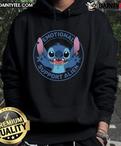 Adorable Stitch emotional support alien hoodie, perfect for cozy comfort and cute style for all alien enthusiasts.