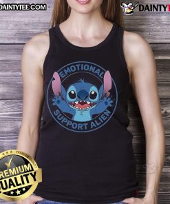 Alt Text: Cute Stitch emotional support alien tank top featuring a vibrant design perfect for casual wear and fandom lovers.