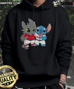 Alt Text: Cute Stitch and Toothless Philadelphia Phillies hoodie featuring vibrant colors and playful design for fans.