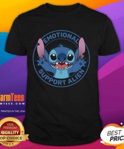Alt Text: Cute Stitch Emotional Support Alien T-Shirt featuring a vibrant design of Stitch, perfect for fans and comfort seekers.
