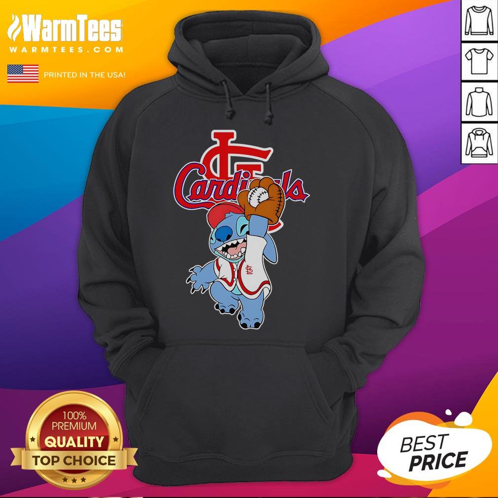 Cute Stitch Play Baseball St Louis Cardinals Hoodie Cute Stitch playing baseball in a St. Louis Cardinals hoodie, perfect for fans of stylish sportswear.