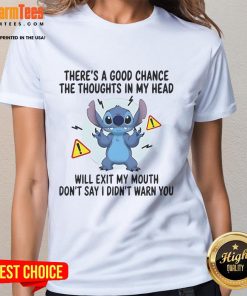 Alt Text: Cute Stitch There's a Good Change graphic on a ladies tee, perfect for casual wear and expressing positive thoughts.