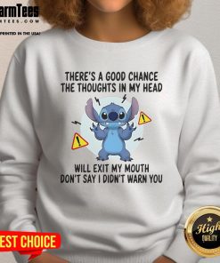 Cozy Cute Stitch sweatshirt featuring 'There's a Good Change' phrase, perfect for casual wear and Disney fans.