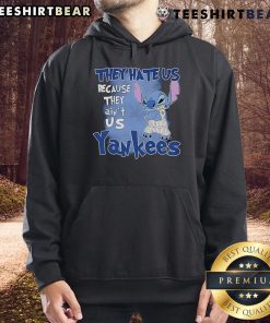 Alt Text: Cute Stitch 'They Hate Us Because They Ain't Us' New York Yankees Hoodie design featuring a stylish and cozy look.