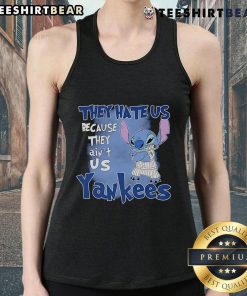 Cute Stitch They Hate Us Because They Ain't Us New York Yankees tank top featuring vibrant colors and a stylish design.