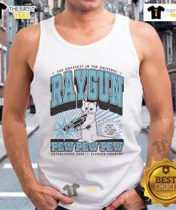 Cute tank top featuring 'The Greatest In The Universe' and raygun design, perfect for Flyover Country fans.