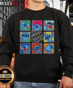 Alt Text: Cute The Ohana Bunch Stitch X The Brady Bunch sweatshirt featuring vibrant colors and playful cartoon design.