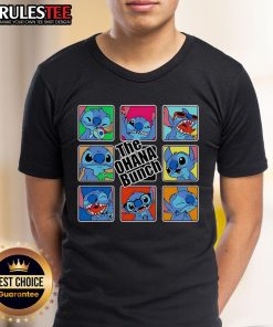 Alt Text: Cute The Ohana Bunch Stitch X The Brady Bunch T-Shirt featuring vibrant graphics of Stitch and classic Brady Bunch design.