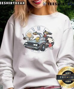 Cute Time Travel Buddies sweatshirt featuring Peanuts characters Snoopy and Woodstock in a fun design.