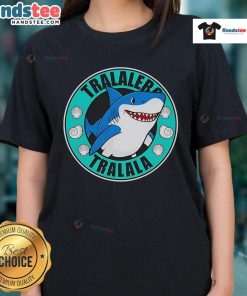 Alt Text: Cute Tralalero Tralala Shark Logo on a stylish ladies tee, perfect for casual wear and ocean lovers.