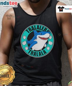 Adorable Cute Tralalero Tralala Shark Logo Tank Top featuring a playful shark design, perfect for summer outfits.