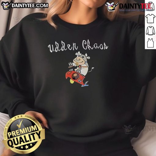 Adorable space cow sweatshirt featuring a cute udder design, perfect for cozy casual wear and animal lovers.