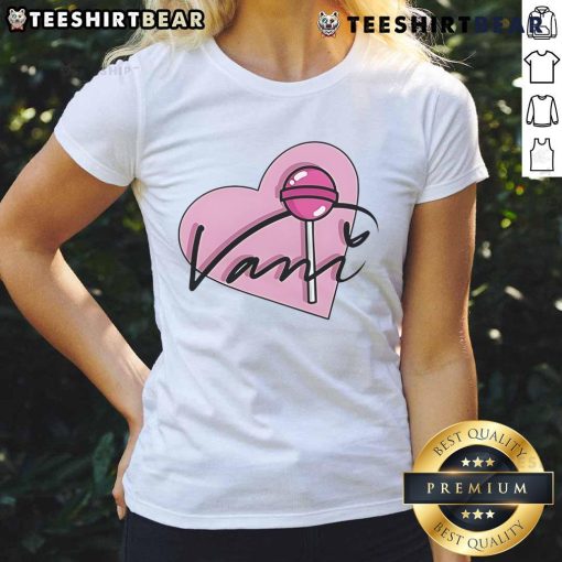 Alt Text: Cute Vani Heart Signature Ladies Tee featuring a stylish heart design, perfect for casual and trendy outfits.