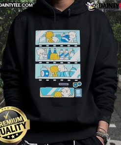 Adorable pink bear hoodie beside a cute vending machine, showcasing playful fashion for bear lovers.