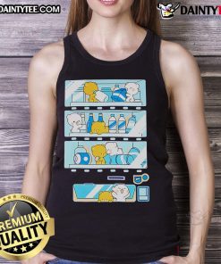 Cute vending machine filled with pink bear plush toys, featuring a fun tank top design for a playful look.