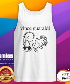 Cute Vince Guaraldi tank top featuring vibrant colors and playful design inspired by the beloved musician.
