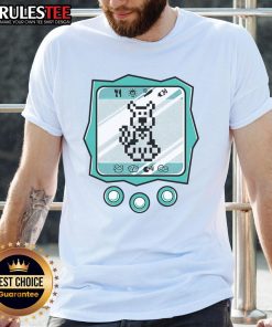 Alt Text: Cute Virtual Doo virtual pet pixel game art T-shirt featuring colorful pixelated characters and playful design.