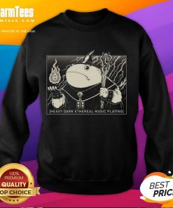 Alt Text: Cute wizard frog design on a heavy dark sweatshirt, perfect for ethereal music lovers and cozy style enthusiasts.