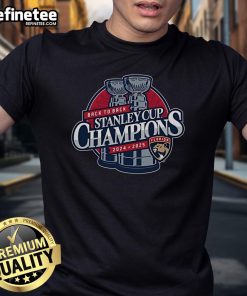 Alt Text: Official Florida Panthers Youth 2024-2025 Back-To-Back Stanley Cup Champions T-Shirt featuring team colors and logo.