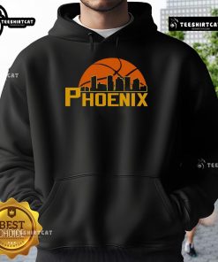 Premium Phoenix Suns cityscape skyline style 2025 hoodie featuring vibrant colors and trendy design for fans.