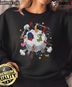 Funny 80s Cartoon Fight Sweatshirt featuring vibrant graphics of iconic cartoon characters in a playful battle scene.