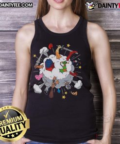 Funny 80s cartoon fight tank top featuring vibrant graphics and nostalgic characters, perfect for retro fashion lovers.