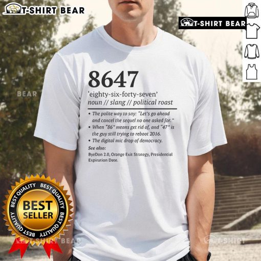 Funny 8647 definition anti-Trump taco T-shirt featuring a humorous graphic and bold text for political satire lovers.