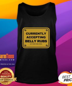 Funny accepting belly rubs at your own risk tank top featuring a playful design and vibrant colors, perfect for casual wear.