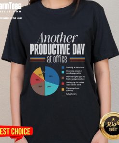 Funny ladies' tee titled 'Another Productive Day at Office' showcasing humor and style for casual workwear.