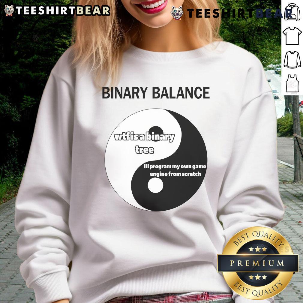 Funny Binary Balance Yin Yang Programmer Sweatshirt Alt Text: Funny Binary Balance Yin Yang Programmer Sweatshirt featuring a playful design perfect for tech enthusiasts and coders.
