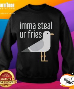 Funny Bird Imma Steal Ur Fries Sweatshirt featuring a cartoon bird humorously eyeing a plate of fries. Perfect for bird lovers!