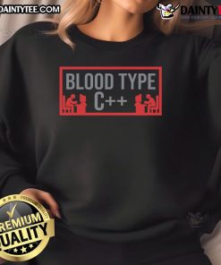 Funny Blood Type C Programmer Sweatshirt featuring humorous coding graphics perfect for tech enthusiasts and programmers.