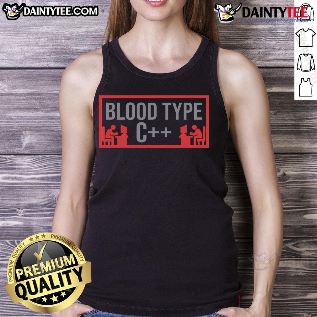 Funny Blood Type C++ Programmer Tank Top Funny Blood Type C Programmer Tank Top featuring humorous coding graphics, perfect for tech enthusiasts and programmers.