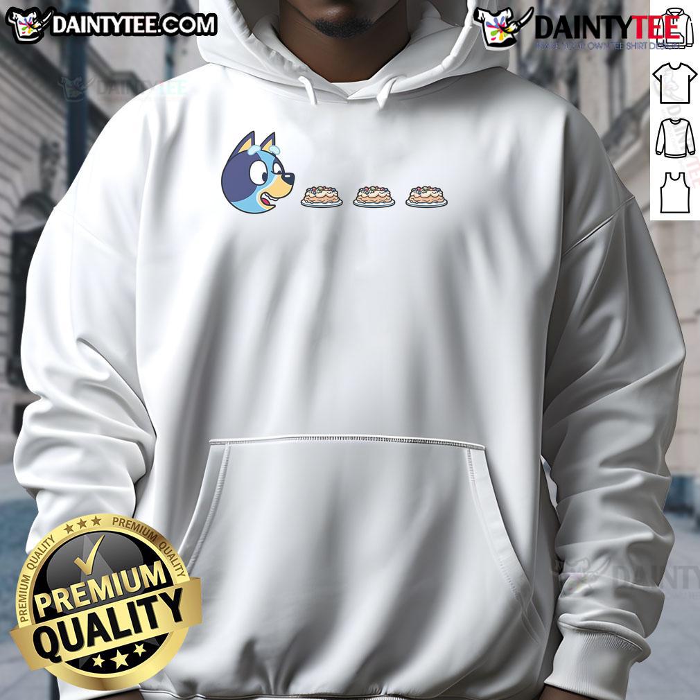 Funny Blu Man Bluey Pac Man Hoodie Funny Blu Man in Bluey Pac-Man Hoodie, showcasing a playful design with vibrant colors and fun graphics.