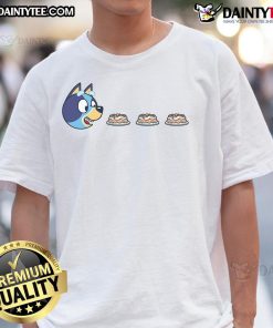 Alt Text: Funny Blu-Man Bluey Pac-Man T-Shirt featuring a playful design of Blu-Man inspired by Pac-Man in vibrant colors.